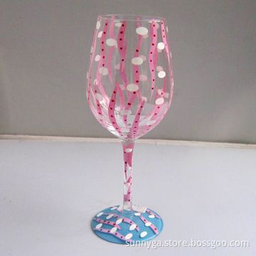 Hand Painted Wine Glass, Christmas craft with 460mL capacity, gift box packing